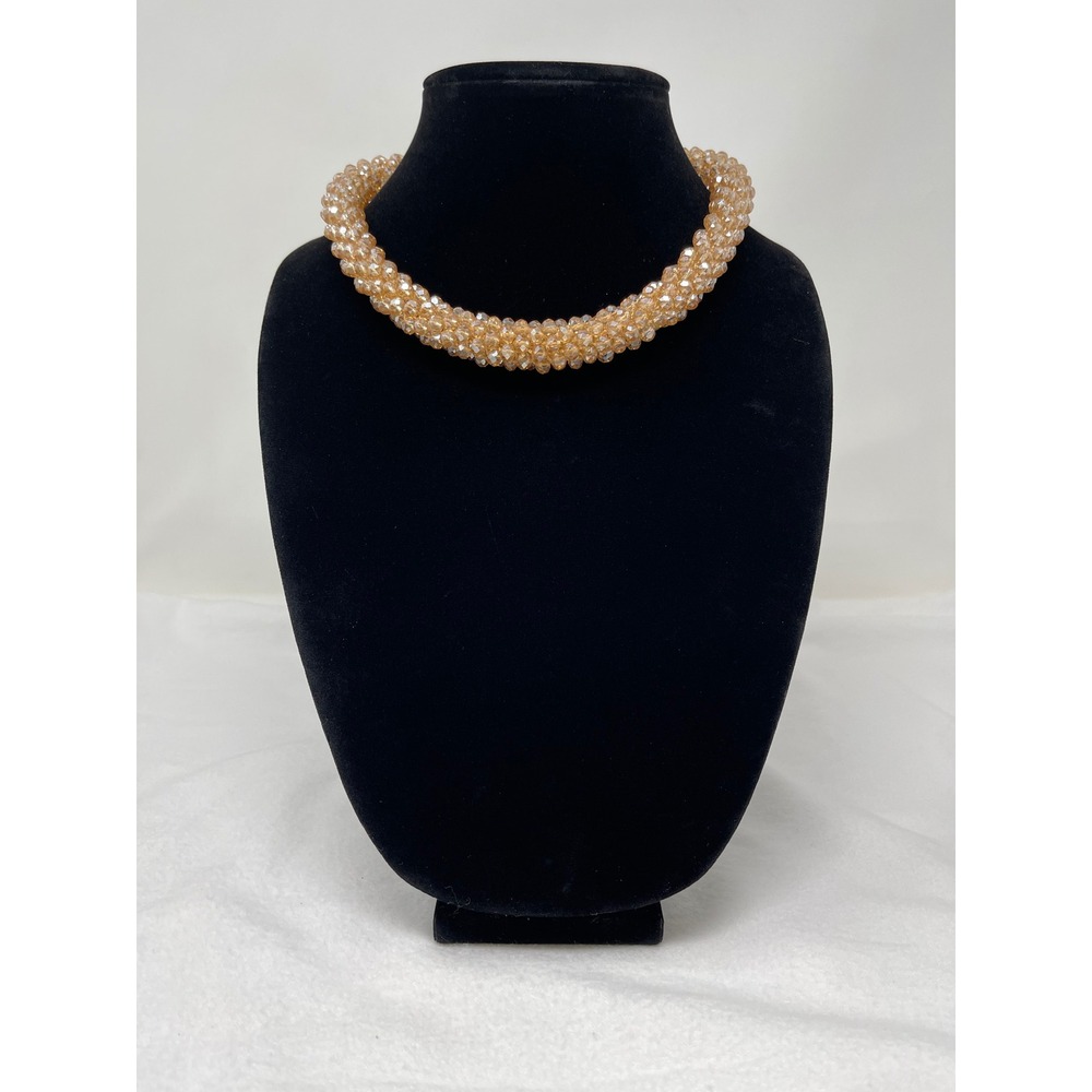 Unbranded Women Woven Beaded Choker Necklace OS Champagne Shimmering Crystal